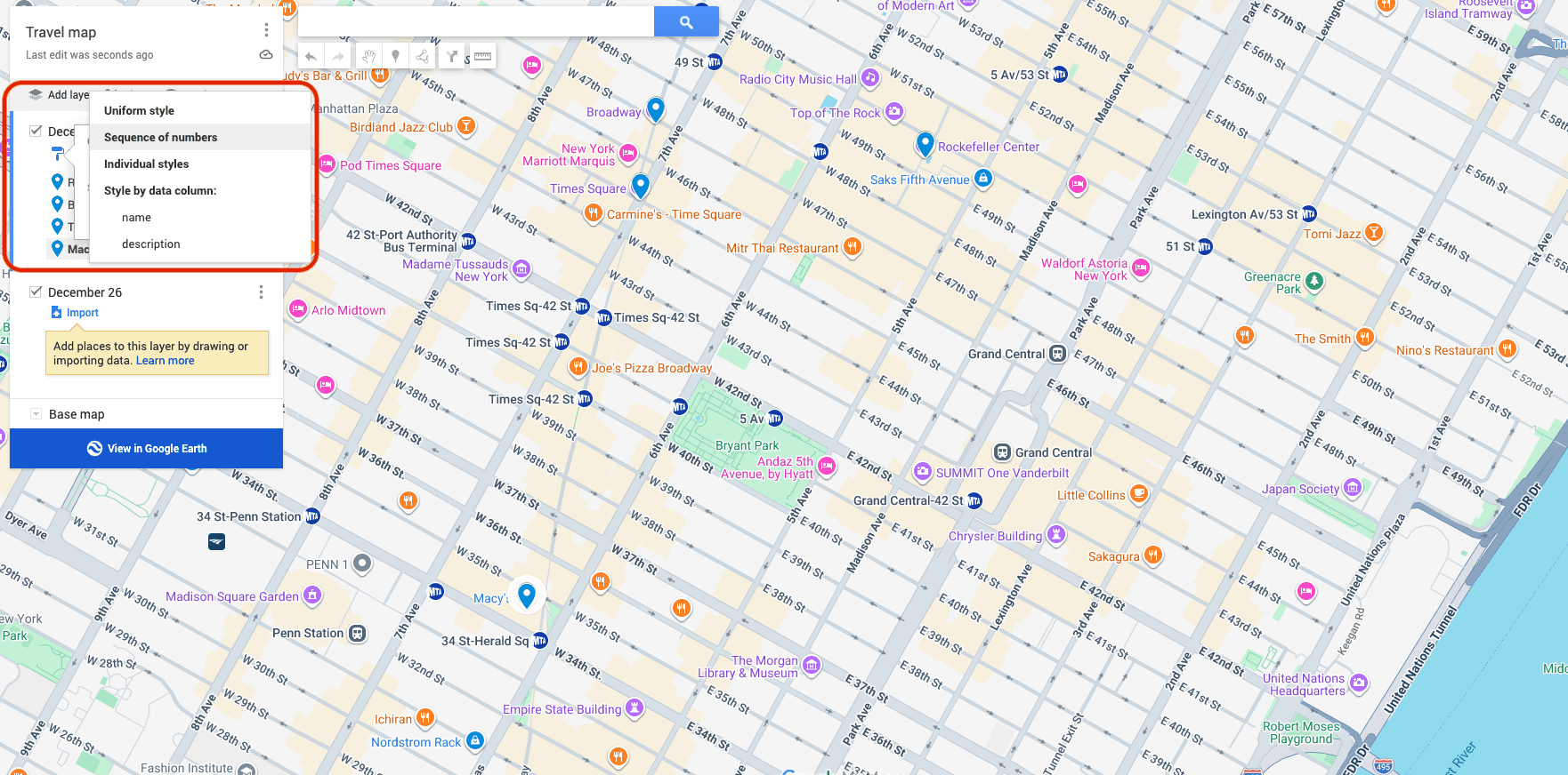 Add your places and organize them into layers