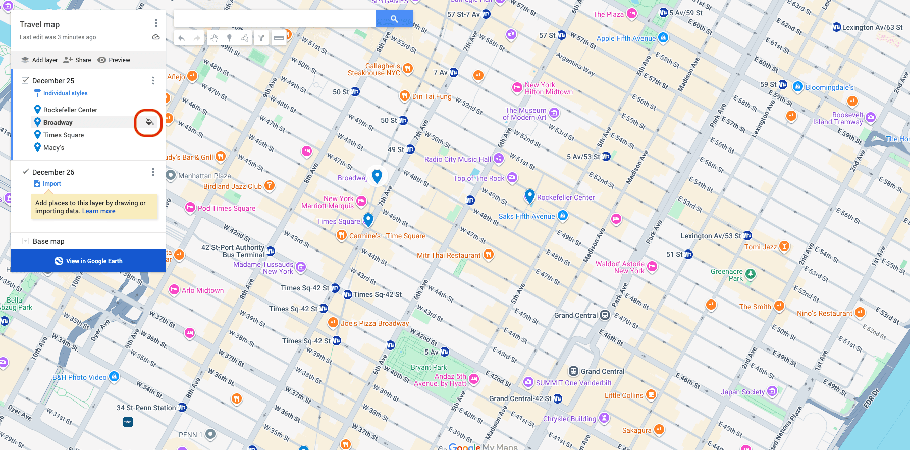 Add your places and organize them into layers