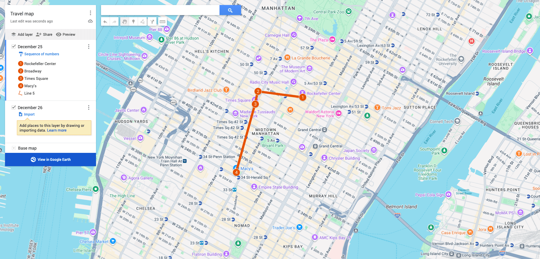 Connect your stops with lines and routes