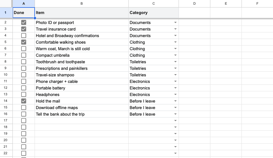 Add a packing and to-do tab